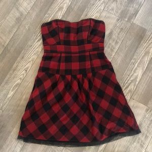 Strapless Buffalo Check Dress